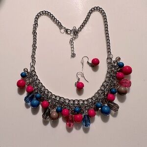NECKLACE AND MATCHING DANGLE EARRINGS- multicolored, marvelous, and magical